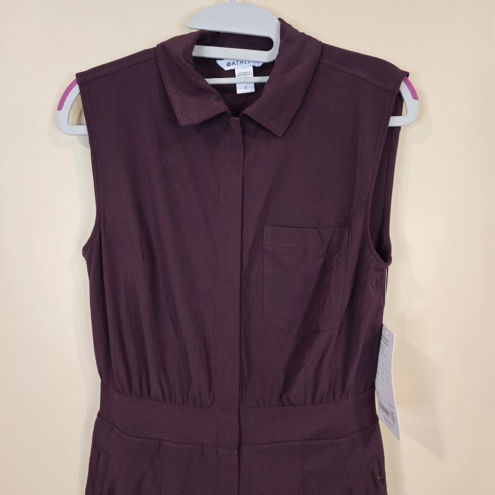 NEW NWT Women's Athleta Brooklyn Heights Wide Leg Jumpsuit Maroon/Wine | Size 2 - Picture 4 of 11